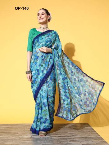 D.NO. OP-140 BY LAXMINAM GEORGETTE SAREE MANUFACTURER IN INDIA